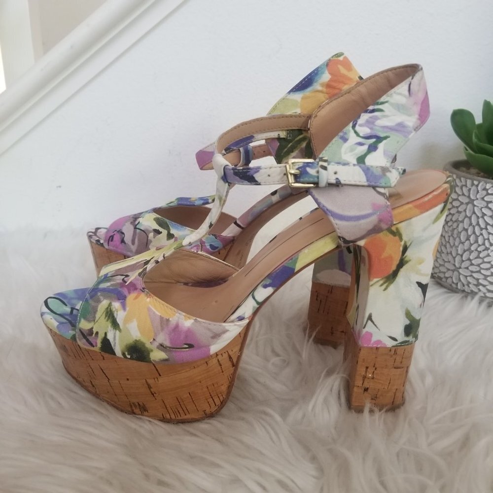 DOLCE VITA platform heels chunky platform spring floral prairie fairy boho sz 8 - Picture 5 of 12